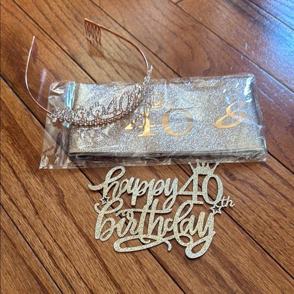 Other - 40th Birthday Party Set - Tiara, Sash, Cake Topper
